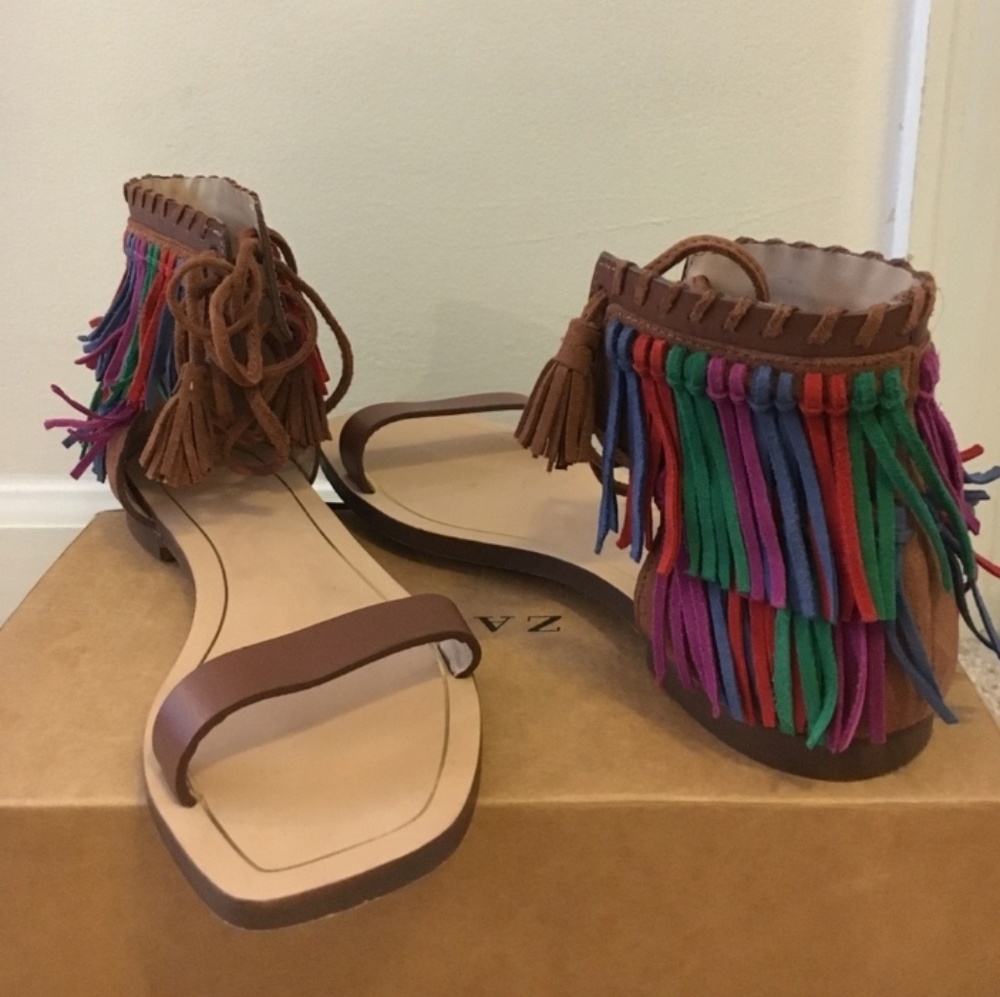 Brand New ZARA | Multi Colored  Fringed Sandals💗